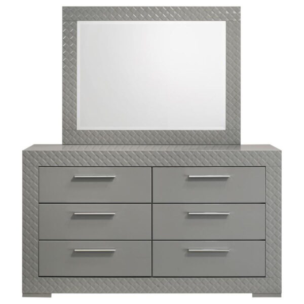 Ives - 6-Drawer Dresser And Mirror - Gray High Gloss - Image 10
