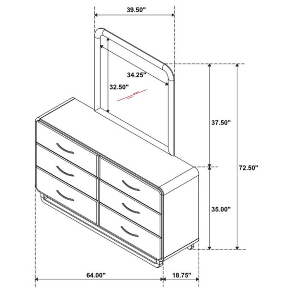 Amsbury - 6-Drawer Dresser And Mirror - Nutmeg - Image 6