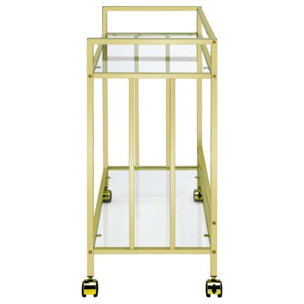Cara - 2-tier Rectangular Glass Shelf Metal Bar Cart - Image 6