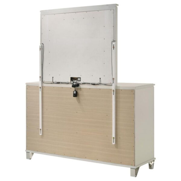 Olivia - 6-Drawer Dresser And LED Mirror - Pearl White - Image 16