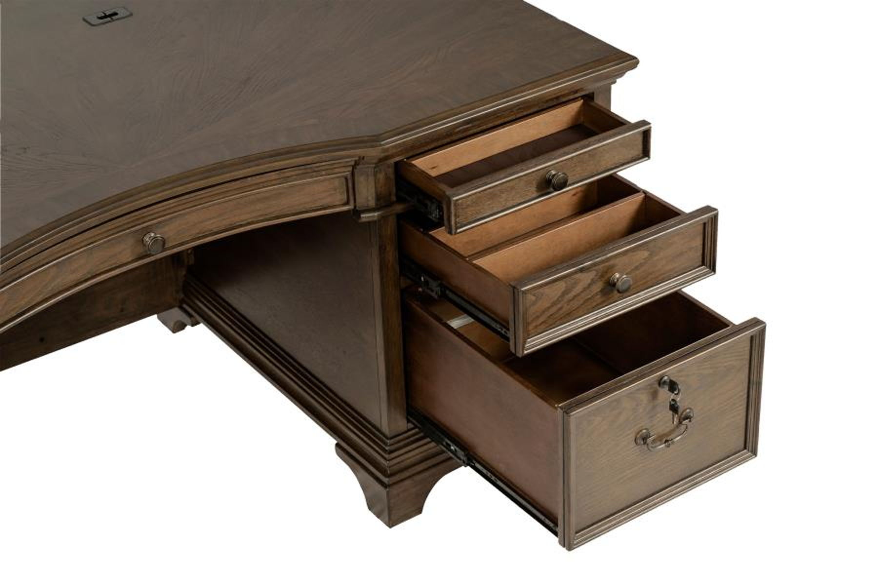 Hartshill - 7-Drawer Executive Desk - Burnished Oak - Image 7