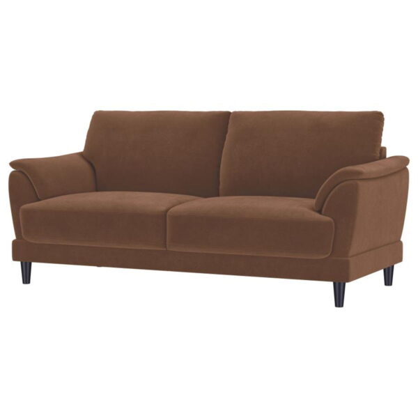 Selma - Velvet Upholstered Crescent Arm Sofa - Rust - Image 6