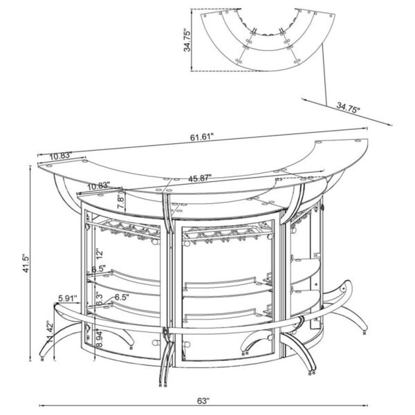 Dallas - 3-Piece Curved Freestanding Home Bar Cabinet - Image 6