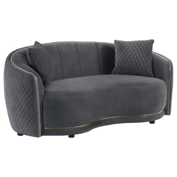 Brookside - 2 Piece Velvet Upholstered Sofa Set - Dark Gray - Image 6