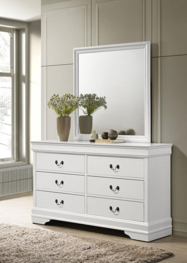 Louis Philippe - 6-Drawer Dresser And Mirror - White - Image 14