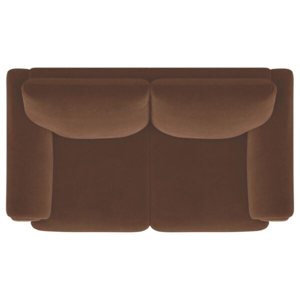 Selma - Velvet Upholstered Crescent Arm Loveseat - Rust - Image 10