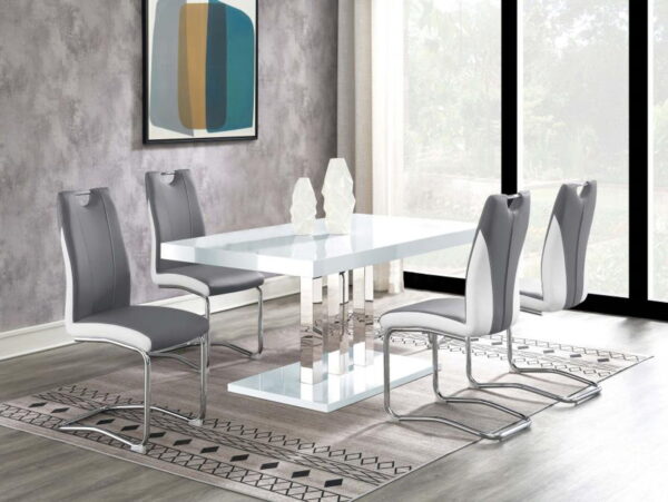 Brooklyn - 5 Piece Rectangular Dining Set - White High Gloss - Image 5