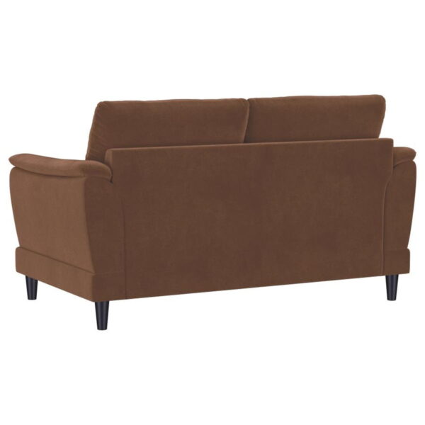 Selma - Velvet Upholstered Crescent Arm Loveseat - Rust - Image 13
