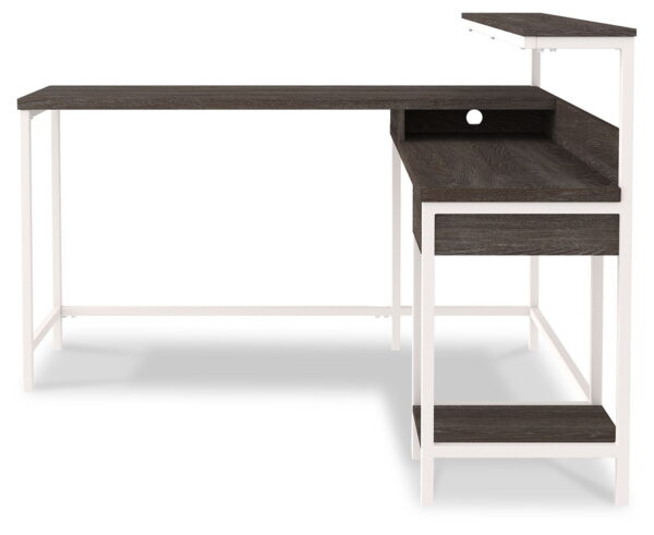 Dorrinson - White / Black / Gray - L-Desk with Storage - Image 3