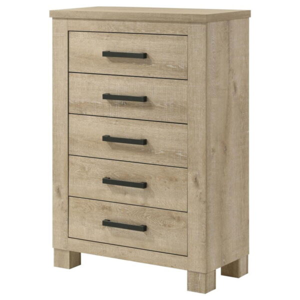 Oakglen - 5-Drawer Bedroom Chest Of Drawers - Weathered Oak - Image 9