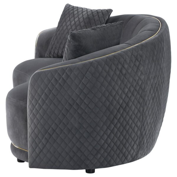 Brookside - Velvet Upholstered Curved Loveseat - Dark Gray - Image 12