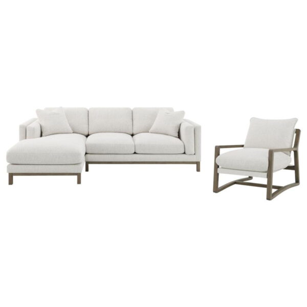 Geneva - Boucle Upholstered Sectional Chaise Sofa - Sand - Image 4