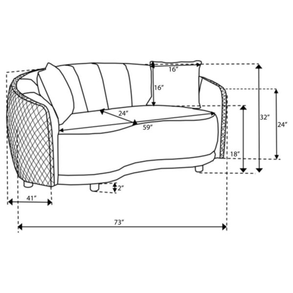 Brookside - Velvet Upholstered Curved Loveseat - Dark Gray - Image 5