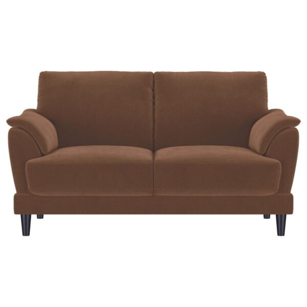 Selma - Velvet Upholstered Crescent Arm Loveseat - Rust - Image 12