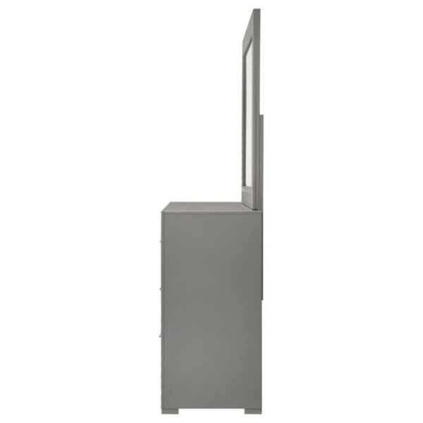 Ives - 6-Drawer Dresser And Mirror - Gray High Gloss - Image 5