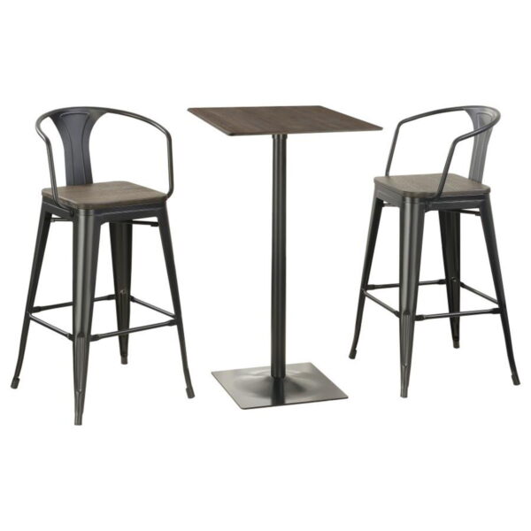 Cavalier - 3 Piece Square Bar Table Set - Dark Elm and Black - Image 8