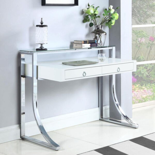 Gemma - 2-Drawer Writing Desk - White High Gloss - Image 10