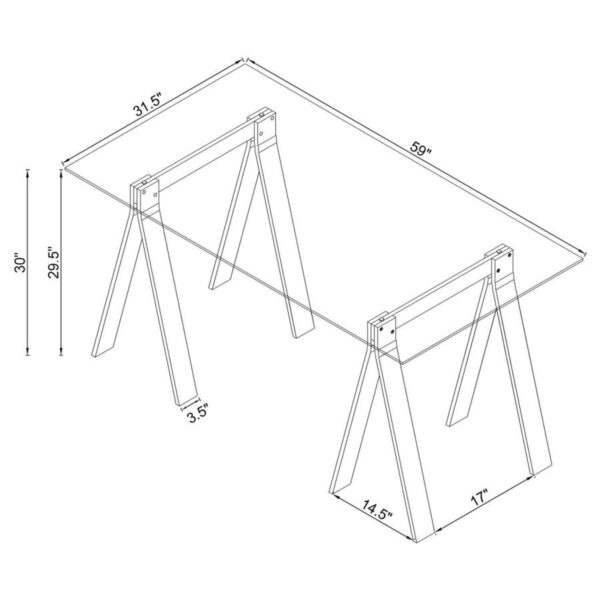 Amaturo - Glass Top Acrylic Writing Desk - Clear - Image 7