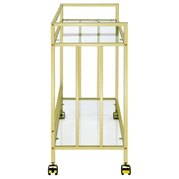 Cara - 2-tier Rectangular Glass Shelf Metal Bar Cart - Image 9
