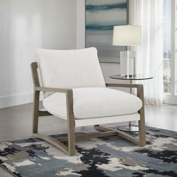 Geneva - Boucle Upholstered Wood Arm Accent Chair - Sand - Image 12