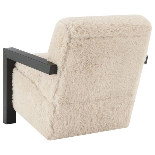 Fitzroy - Faux Fur Upholstered Chair Solid Wood Arms - Latte - Image 7