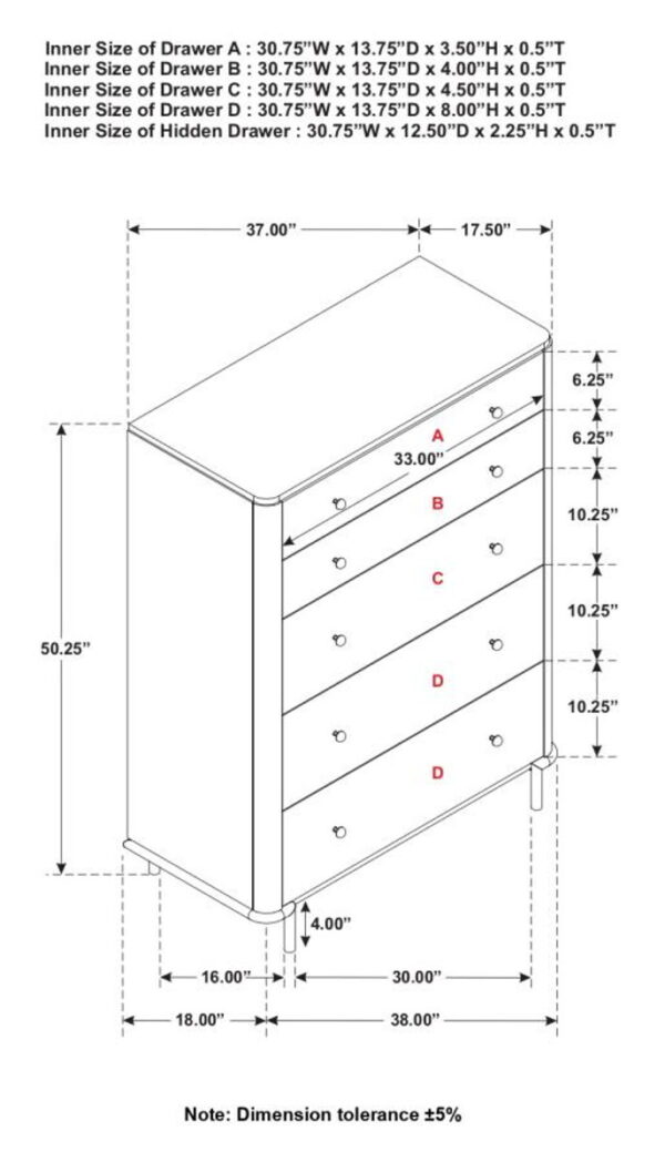 Arini - 5-Drawer Bedroom Chest - Image 18