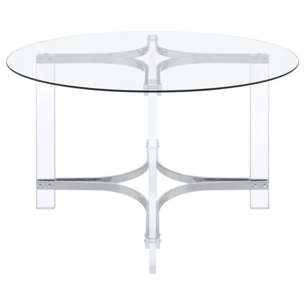 Keeling - 5 Piece Round Glass Top Acrylic Dining Set - Chrome - Image 8