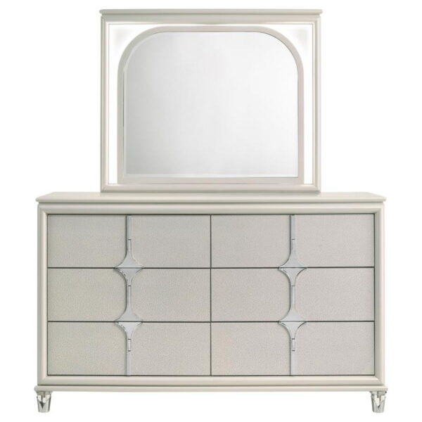 Olivia - 6-Drawer Dresser And LED Mirror - Pearl White - Image 12