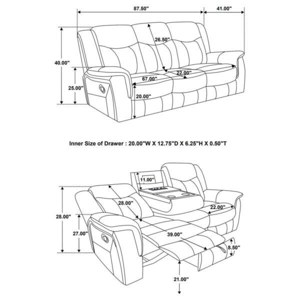 Conrad - Upholstered Padded Arm Motion Sofa Set - Image 32