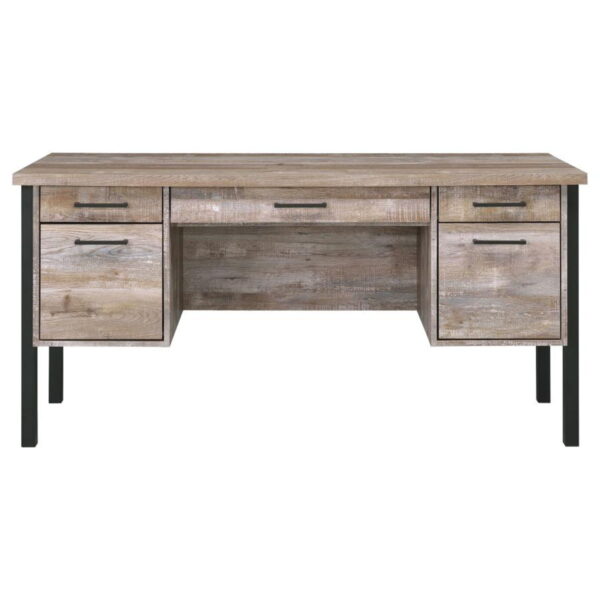 Samson - 4-Drawer Office Computer Desk - Weathered Oak - Image 9