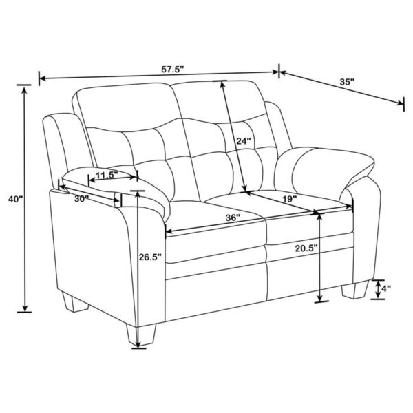 Finley - Upholstered Padded Arm Tufted Sofa Set - Image 24