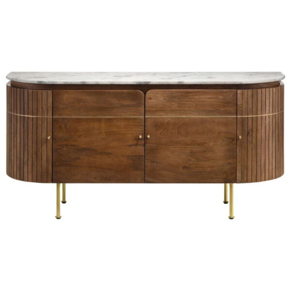 Ortega - 4 Door Marble Top Sideboard Buffet Cabinet - Natural - Image 3