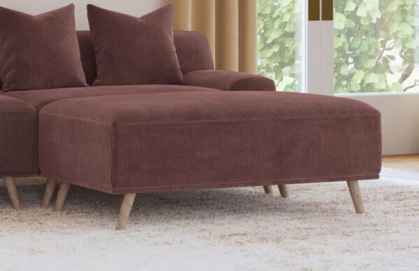 Elizabeth - Corduroy Upholstered Ottoman - Wine Red - Image 8