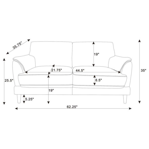 Selma - Velvet Upholstered Crescent Arm Loveseat - Rust - Image 4