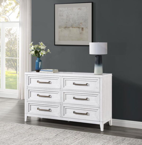 Marielle - 6-Drawer Bedroom Dresser - Distressed White - Image 5