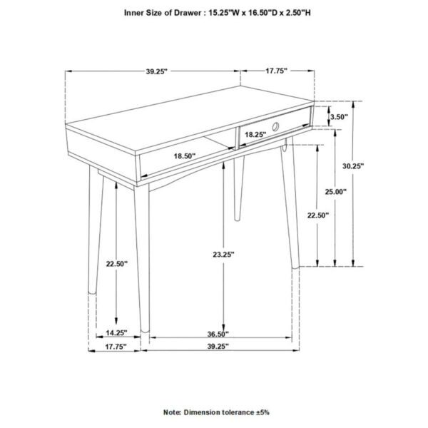 Bradenton - 1-Drawer Wood Writing Desk - White - Image 6