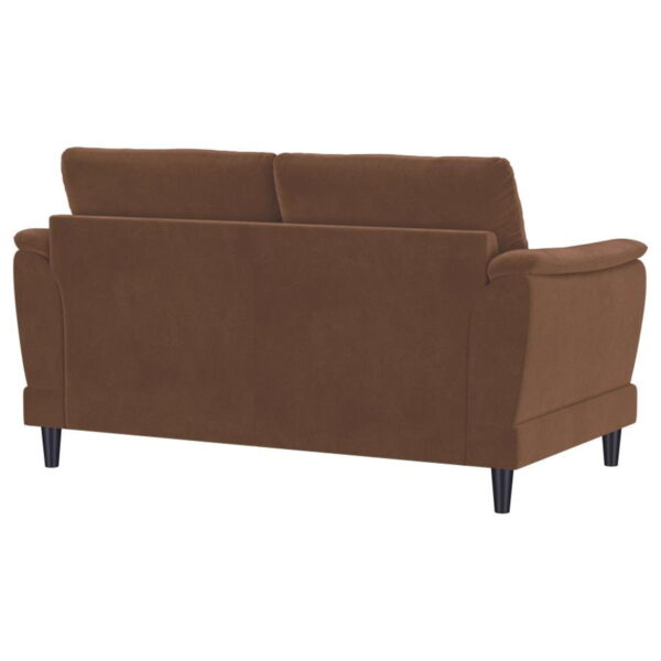 Selma - Velvet Upholstered Crescent Arm Loveseat - Rust - Image 5