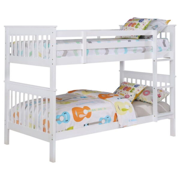 Chapman - Wood Twin Over Twin Bunk Bed With Mattress - White - Image 2