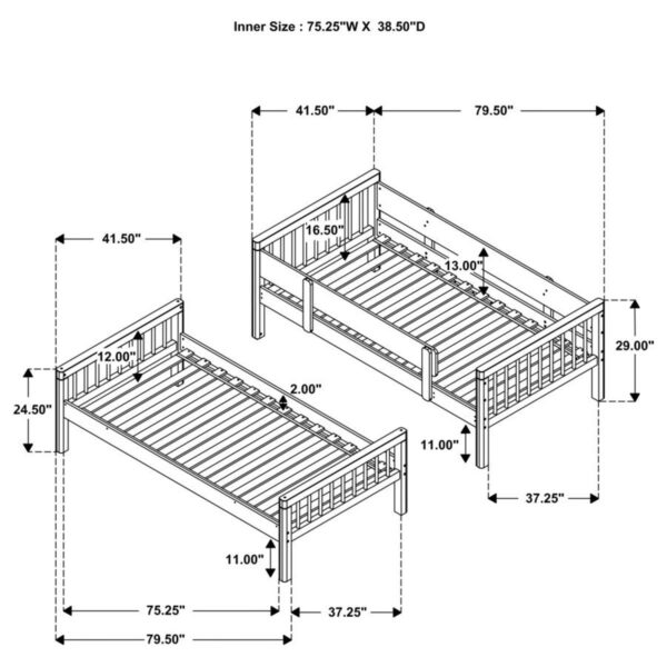 Dakota - Wood Twin Over Twin Bunk Bed - Natural - Image 10