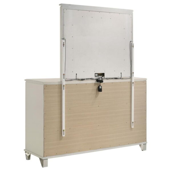 Olivia - 6-Drawer Dresser And LED Mirror - Pearl White - Image 15
