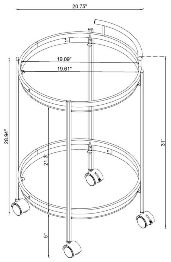 Chrissy - Round Glass Shelf Metal Bar Cart - Image 5