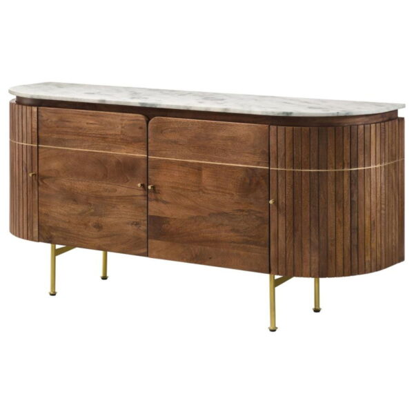 Ortega - 4 Door Marble Top Sideboard Buffet Cabinet - Natural - Image 7