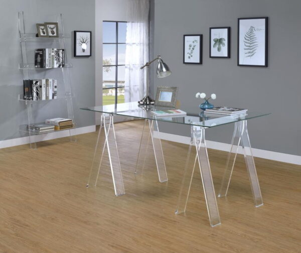 Amaturo - Glass Top Acrylic Writing Desk - Clear - Image 4