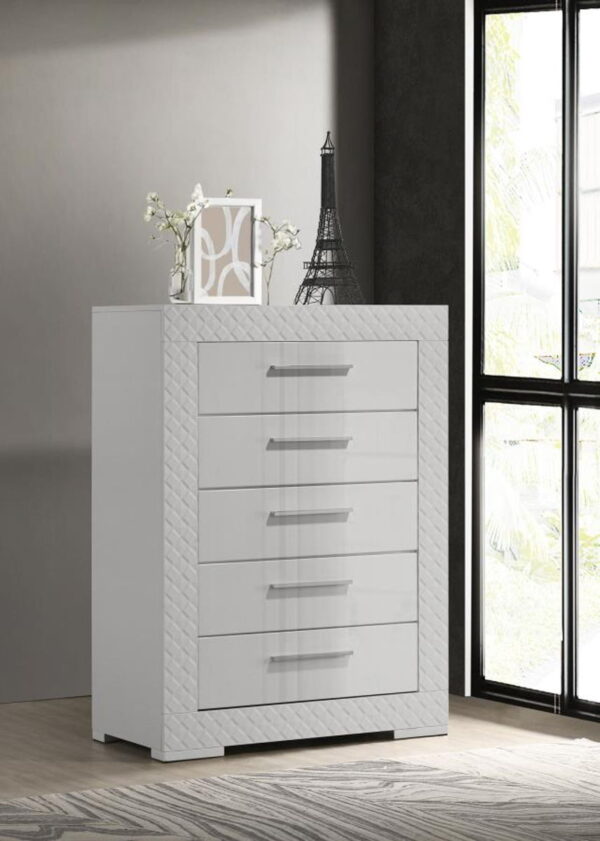 Ives - 5-Drawer Bedroom Chest Of Drawers - White High Gloss - Image 9
