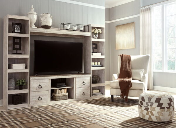 Willowton - Whitewash - 4-Piece Entertainment Center - Image 2