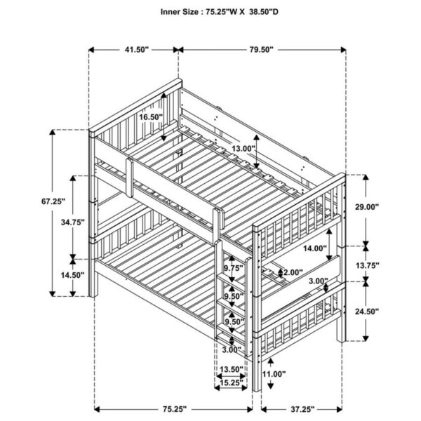Dakota - Wood Twin Over Twin Bunk Bed - Natural - Image 4