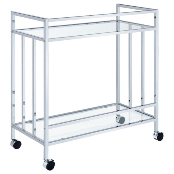Cara - 2-tier Rectangular Glass Shelf Metal Bar Cart - Image 5