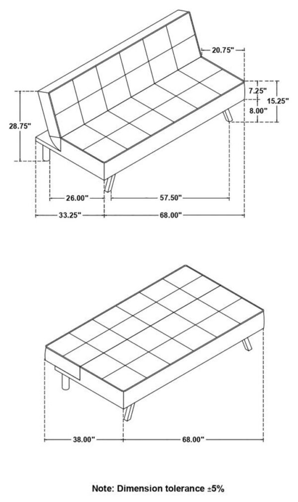 Joel - Upholstered Tufted Convertible Sofa Bed - Image 9