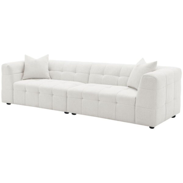Everly - Boucle Upholstered Extra Long Sofa - White - Image 11