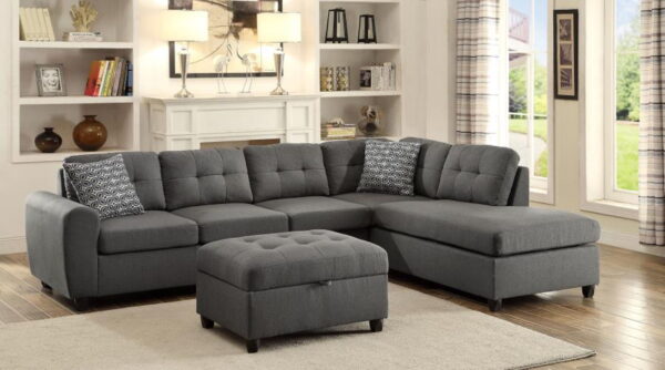 Stonenesse - Upholstered Sectional Chaise Sofa - Gray - Image 4